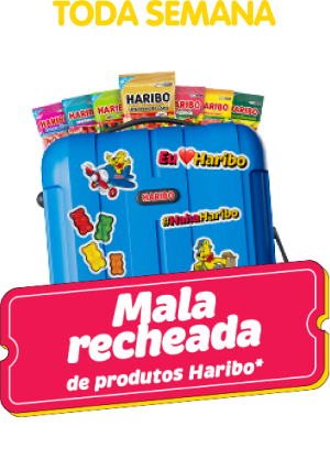 Uma mala recheada de produtos Haribo